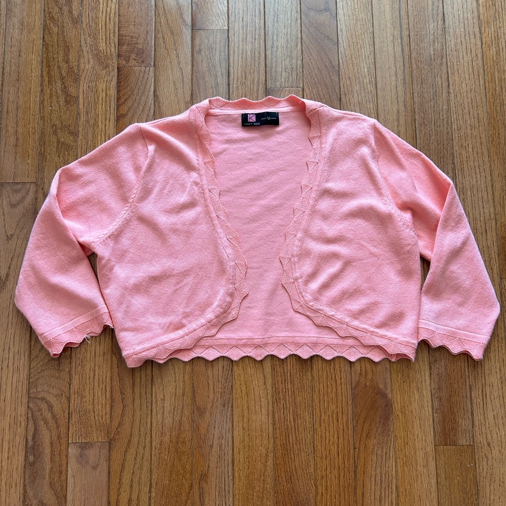 Pink Scalloped Women's Shrug Sweater